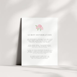 Petite Bouquet Wedding Guest Details Card   Blush