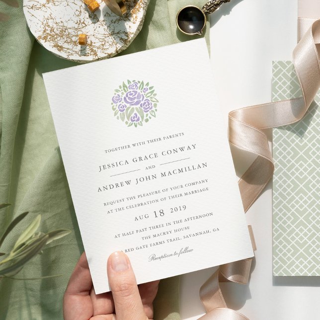 Petite Bouquet Wedding Invitation | Lilac (Creator Uploaded)