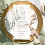 Petite Bouquet Wedding Menu Card | Peach<br><div class="desc">Our garden chic wedding menu features your starter courses, entrees and desserts in elegant grey lettering, accented with a tiny posy of watercolor roses in pale peach and spring green. Coordinates with our Petite Bouquet wedding invitation collection in Peach. Use the template fields to add your menu information, and then...</div>