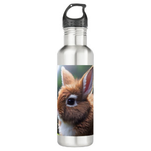 "Petite Charm: The Brown and White Dwarf Bunny" 710 Ml Water Bottle