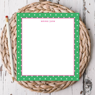 Petite Dots Pink and Green Personalised Notepad