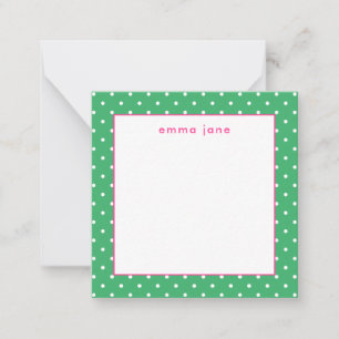 Petite Dots Pink and Green Personalised Small Card