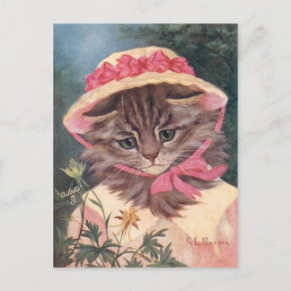 Petite fille chat postcard