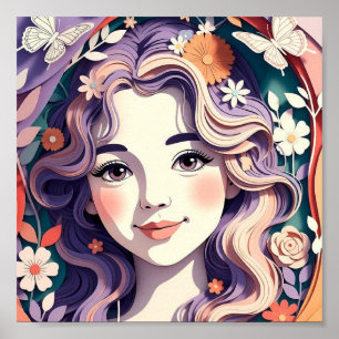 Petite Floral Dream Girl Poster
