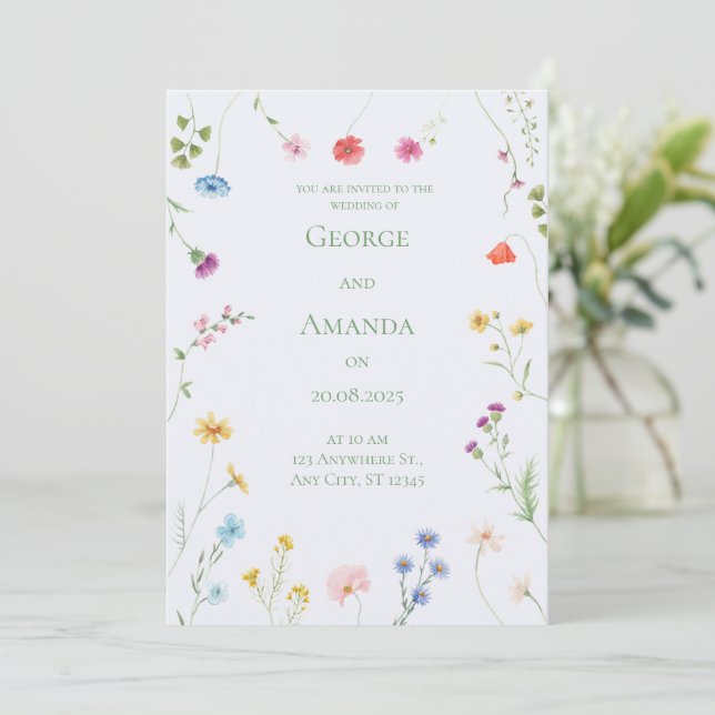 Petite Floral Wedding Invitation for Elegant  (Standing Front)