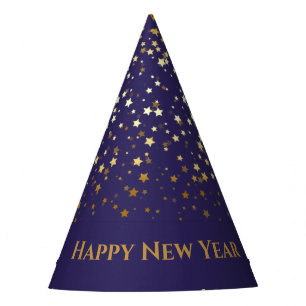 Petite Golden Stars Happy New Year Hat-Purple Party Hat
