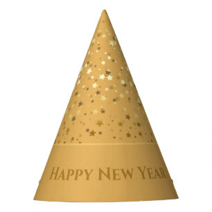Petite Golden Stars Happy New Year Party Hat