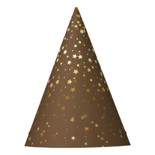 Petite Golden Stars Party Hat- Brown Party Hat