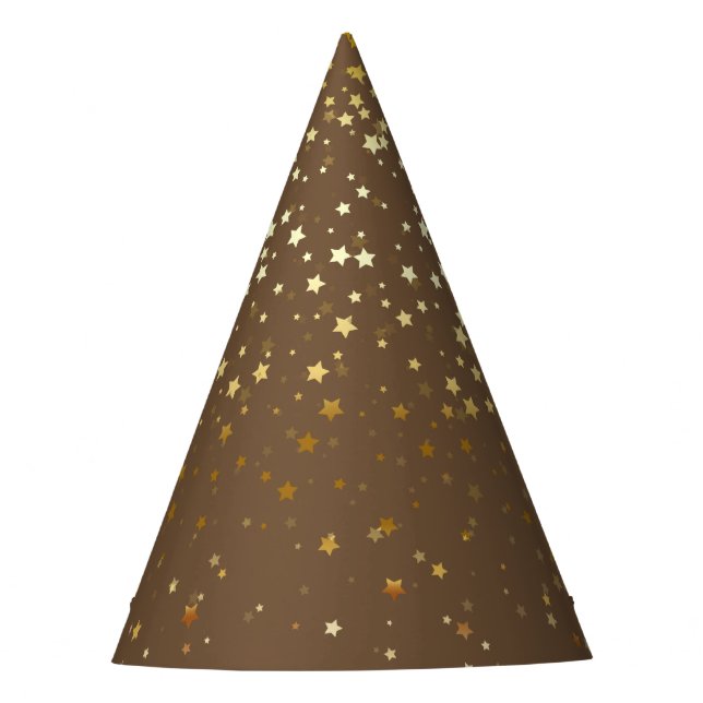 Petite Golden Stars Party Hat- Brown Party Hat (Front)