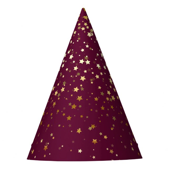 Petite Golden Stars Party Hat-Plum Berry Party Hat (Front)