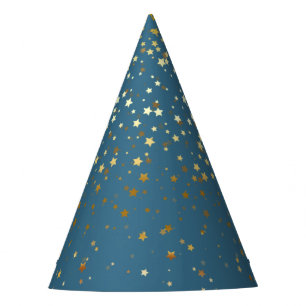 Petite Golden Stars Party Hat-Teal Hat