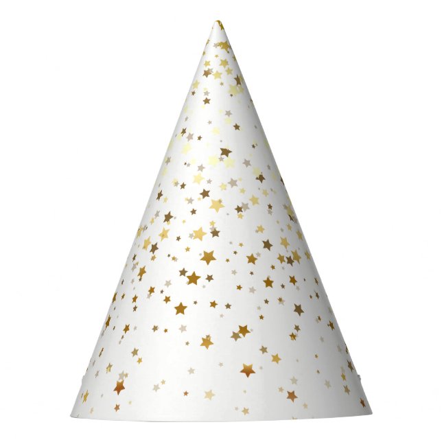 Petite Golden Stars Party Hat-White Hat (Front)