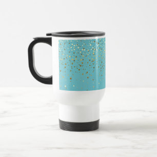 Petite Golden Stars Travel Coffee Mug-Bright Aqua Mug