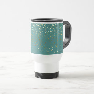 Petite Golden Stars Travel Coffee Mug-Teal Mug