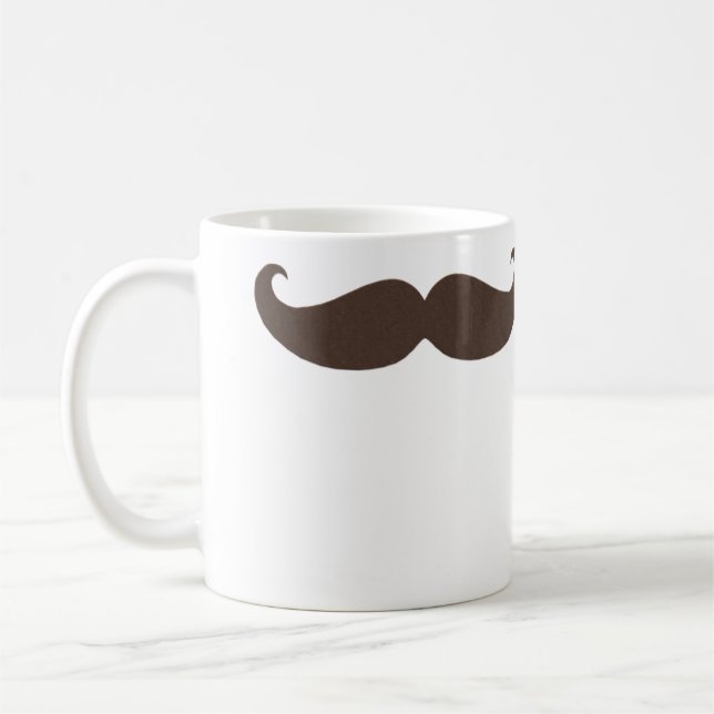 Petite Handlebar Moustache in Brown Coffee Mug (Left)