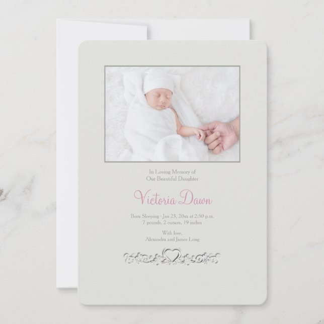 Petite Heart Memorial Photo Card (Front)