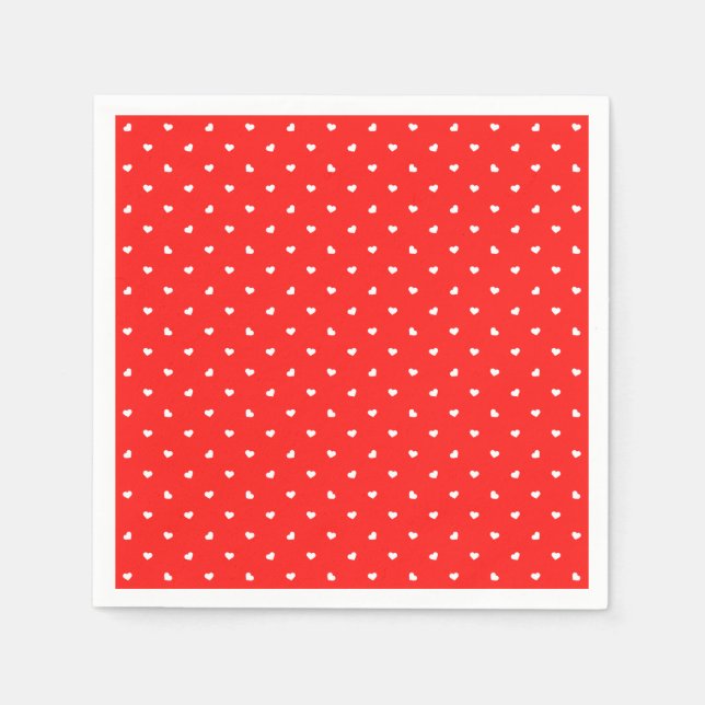 Petite Hearts on Bright Red  Paper  Napkin (Front)