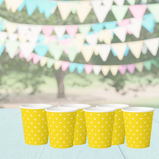 Petite Hearts on Bright Yellow Paper Cups (Creator Uploaded)
