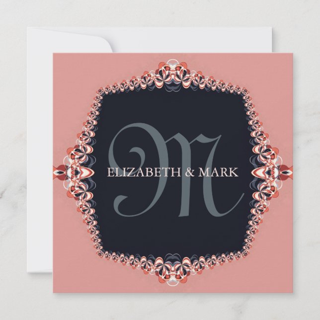 Petite Orchid Pink Monogram Wedding Invitation (Front)