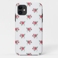 Petite Red Roses on White Pattern