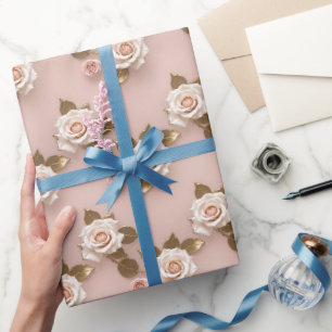 Petite Roses In Shades Of Ivory And Gold Wrapping Paper