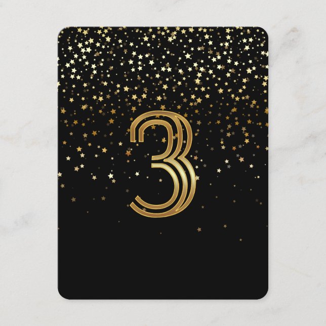 Petite Stars Table Number Card- 3 Starry Night (Front)