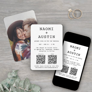 Petite Typewriter All-In-One QR Code Photo Wedding Invitation
