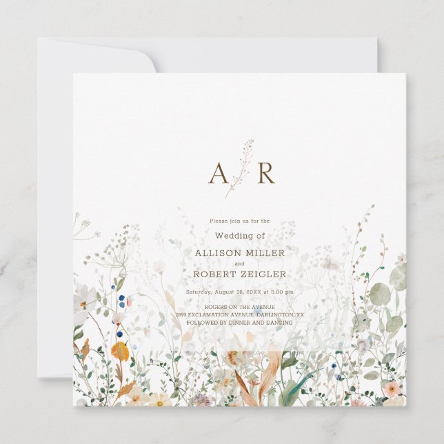 Petite Wildflower Wedding Invitation (Front)