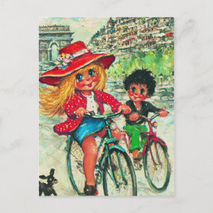 Petits Poulbots à vélo 2 Postcard