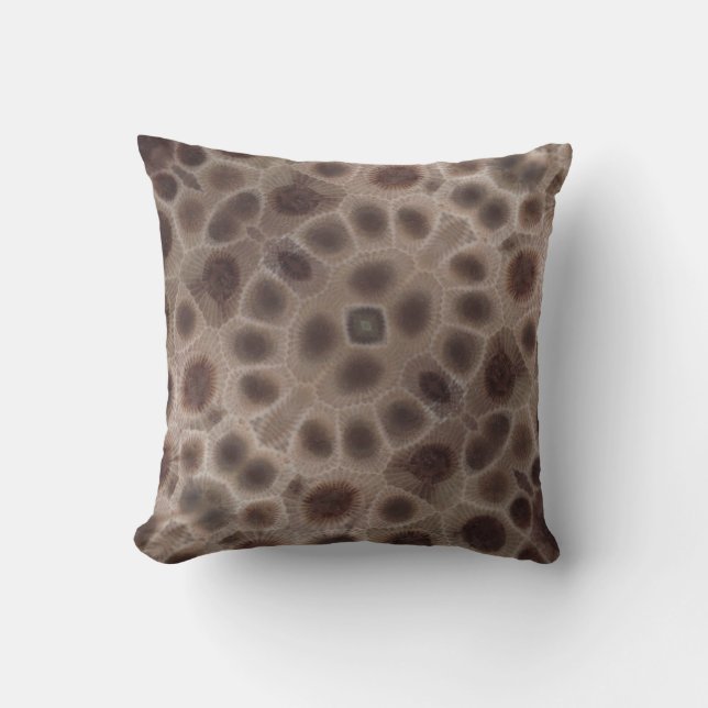 Petoskey Stone brown fossil pattern Cushion (Front)