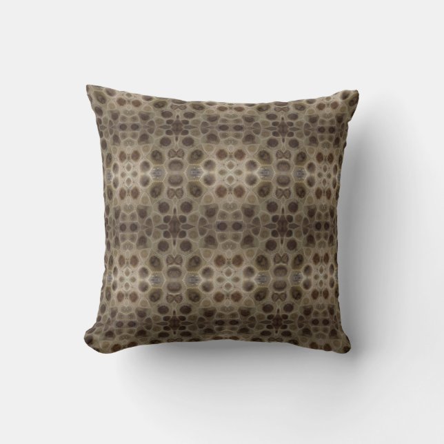 Petoskey Stone, Great Lake State, fossil pattern  Cushion (Front)