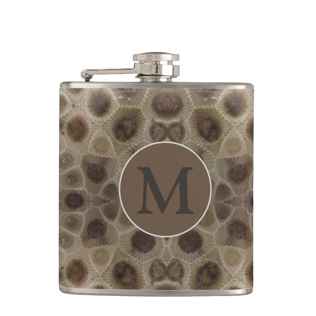 Petoskey Stone, Great Lake State, fossil pattern  Hip Flask (Front)