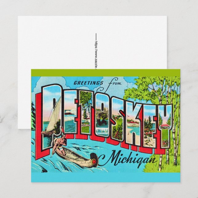 Petowskey Michigan Greeting Postcard (Front/Back)
