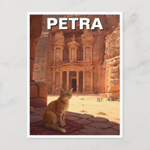 Petra Jordan Cat Travel Postcard