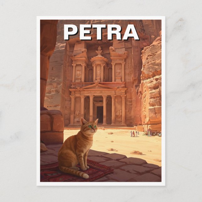 Petra Jordan Cat Travel Postcard (Front)