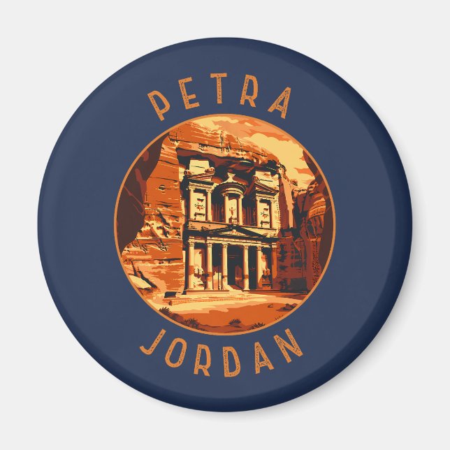Petra Jordan Retro Distressed Circle Magnet (Front)