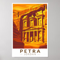 Petra Jordan Sunset Travel Art Vintage