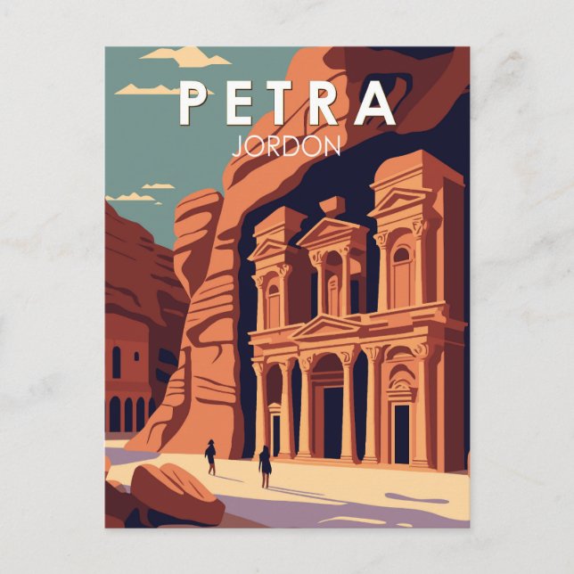 Petra Jordan Travel Art Vintage Postcard (Front)