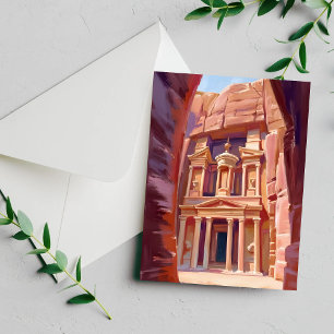 Petra Jordan Travel Painting Card