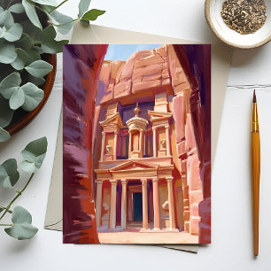 Petra Jordan Travel Painting Postcard
