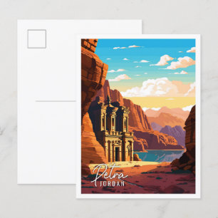 Petra Jordan vintage travel illustration Postcard