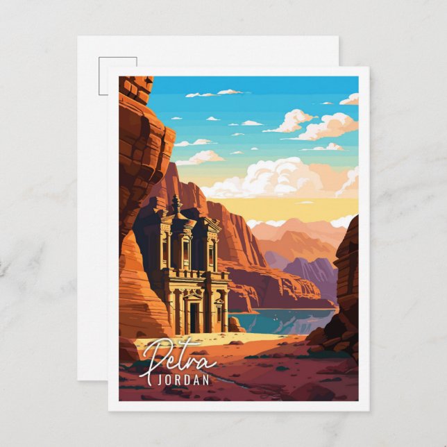 Petra Jordan vintage travel illustration Postcard (Front/Back)