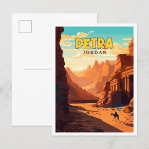 Petra Jordan vintage travel illustration Postcard