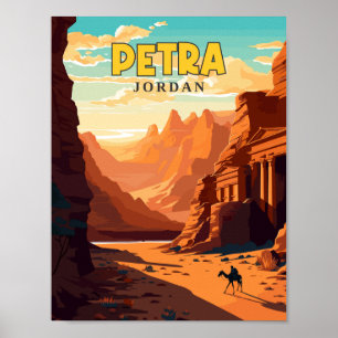 Petra Jordan vintage travel illustration Poster