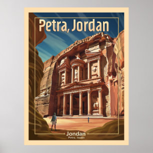 Petra, Jordan Vintage Travel Poster