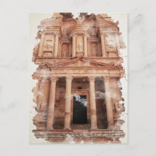 Petra Jordan Watercolor Art Postcard