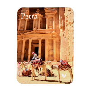 Petra - Treasury and camels - fridge magnet