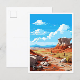 Petrified Forest Arizona Art Travel illustration Postcard