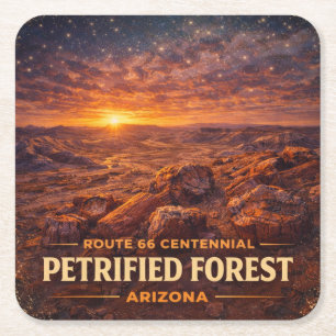 Petrified Forest Horizon Mother Road Centennial Square Paper Coaster