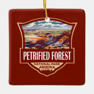 Petrified Forest National Park Illustration Retro  Ceramic Ornament